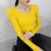 Blusa de Tricô Feminina Outono Inverno Nova Versátil Slim Fit Gola Alta Manga Longa Ajustada Roupa de Baixo Estilosa
