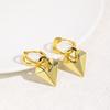 Aretes de Cono Triangular Hueco Liso de Personalidad Moderna Joyería Corazón Bicolor Lujo Ligero Aretes Versátiles