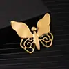 Broche de Acero Inoxidable Hueco Liso Exagerado de Personalidad Retro Estilo Europeo de Alta Calidad Pin Geométrico Irregular