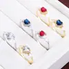 Anillo Romántico y Dulce con Circonita Incrustada en Forma de Corazón, Joyería Versátil de Alto Nivel en Cobre Puro para Mujer al por Mayor, Exclusivamente para Suministro Transfronterizo