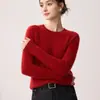 Estilo Sencillo Cuello Redondo Tejido de Cable Cachemira Suéter de Punto para Mujer Otoño 2026 Suéter de Punto Grueso Perezoso Cálido