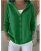 Suéter con Capucha de Punto Europeo y Americano con Botones 2025 Chaqueta Cardigan Otoño e Invierno Nueva Moda Casual de Color Puro Ropa para Mujer