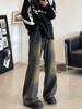 Jeans Masculino Outono Gradiente Lavado Velho Calças Estilo Americano High Street Soltas Retas Casuais