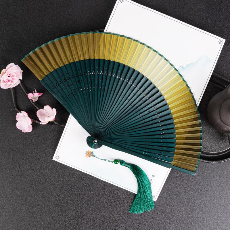 中国风结婚新娘拍照扇子道具渐变色舞蹈中式汉服旗袍古风晨拍折扇
