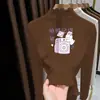 Nova Blusa Quente Outono e Inverno 2026 para Meninas com Gola Meia-Alta para Crianças de Meia-Idade e Grandes Camisa Base Casual de Pelúcia Escovada para Meninas