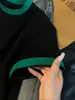 Camiseta de Verano para Hombre de Manga Corta con Bloques de Color Estilo Americano, Moderna, Holgada, Cuello Pequeño, Corte Limpio, Hombro Normal, Manga Media
