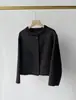 Abrigo de Punto Trenzado Cuello Redondo Mezcla de Cachemir ~ Estilo de Temperamento Suave Cuello Trenzado Lana Cachemir Abrigo Corto