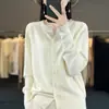 Nuevo Estilo Cárdigan de Punto Chaqueta Corta para Mujer Fina Simple Versátil Holgado Casual Cuello Redondo Prenda Exterior Superior Manga Larga