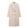 Exportación Transfronteriza Ropa de Mujer Otoño e Invierno 2025 Estilo Europeo y Americano Solapa Manga Larga Doble Botonadura Chaqueta Larga de Lana Abrigo para Mujer
