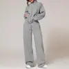 Estación Independiente Conjunto Casual de Dos Piezas para Mujer 2026 Primavera/Otoño Sudadera con Media Cremallera Pantalones de Pierna Recta Ropa Deportiva Conjunto de Viaje