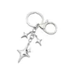 Comercio Exterior Transfronterizo Más Vendido Creativo DIY Estrella de Cuatro Puntas Aleación Luna Estrella Llavero Colgante Cadena de Teléfono Móvil Decoración de Bolsa