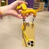 Estojo Perfurado com Cordão de Dachshund de Bolinhas para iPhone 16, Capa Macia com Padrão de Couro de Filhote para Apple 17/13