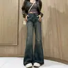 Jeans Micro-Lar de Corpo em Forma de Pera Feminino 2024 Novo Plus Size Menina Cheinha Cintura Alta Solto Emagrecimento Calças de Perna Larga Estreita