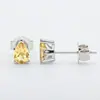 Pendientes de Diamante Amarillo Diamante de Alto Carbono [Venta de Liquidación con Envío Gratis] Corte Princesa 6*6mm Pendientes de Corte Flor de Hielo Plata 925 Exclusivamente para Ventas Transfronterizas