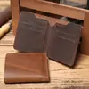 Cartera Retro Casual para Hombre de Cuero Crazy Horse con Múltiples Ranuras para Tarjetas Portamonedas Corto de Piel de Vaca de Capa Superior de Gama Alta Europea y Americana