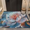 Novo Tapete de Porta de Entrada Floral 3D Estilo Chinês, Tapete de Chão de Veludo Cristal para Hall de Entrada, Corredor e Entrada Principal, Tapete de Limpeza de Sujeira e Remoção de Poeira para Trocar de Sapatos