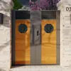 Puerta de Patio de Aleación de Aluminio, Puerta Sólida de Hierro Forjado para Exteriores de Villa, Valla de Patio de Casa Rural, Arco de Jardín con Textura de Madera