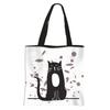 Bolsa de Tela de Gato de Dibujos Animados, Bolso de Hombro Grande de Poliéster Estampado para Mujer, Bolsa de Compras de Doble Capa para Salidas, Bolso Cruzado Versátil