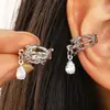 Brinco Ear Cuff Zircônia Gota d'Água Super Brilhante Cruzado Sem Furo Luxo Leve Estilo Frio High-End Nicho Exquisito Clipe de Orelha Brinco