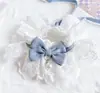 4 Peças de Gola de Renda para Cachorros Gatos, Gola Princesa Ajustável Macia com Laço de Veludo e Pérola, Adereço Fofo para Fotos de Pets para Todas as Estações