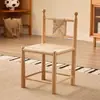 Cadeira de jantar designer medieval de madeira maciça e vime estilo retrô francês cadeira de escritório de vime cadeira de lazer para casa de temporada e café