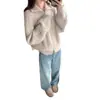 Suéter de lana trenzado grueso para otoño e invierno para mujer, cárdigan de punto con doble cremallera, abrigo suéter de corte holgado, top de punto trenzado de ochos