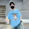 Camisa Delgada de Moda para Niños, Elegante Camisa de Verano de Algodón de Manga Corta con Estampado de Dibujos Animados, Nuevo Estilo para el Conjunto de Verano de Niños