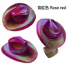 Fiesta de Carnaval de Halloween Sombrero Compuesto de Ala Ancha Perlado Rosa Sombrero de Vaquero Fantasía Estilo Occidental