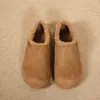 Zapatos Birkenstock Retro para Mujer Otoño Invierno Nuevos Versátiles Populares Cobertura Total Felpa Cálida Piel Sintética Zapatos de Algodón Suela Gruesa Botas de Nieve