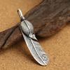 Colgante de pluma de doble hoja de la serie águila de plata tailandesa retro clásica de plata esterlina S925 para hombre al por mayor de fábrica