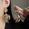 Uau Brincos Estilo Metal Minimalista de Luxo com Coração Vazado de Pérola Floral Retrô Europeu e Americano