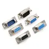 DB9/DB15 frontal e traseiro rebite azul preto borracha cabeça macho e fêmea tipo placa de solda VGA porta serial de fileira dupla interface RS232 extremidade COM