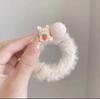 Diadema de felpa con orejas de conejo para mujer, otoño e invierno, encantadora, japonesa, goma elástica, para moño, adorno para el cabello, cubierta de cuero, cuerda para el cabello