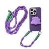 Case de Celular com Cordão de Roxo Escuro Monstro Suporte Cruzado para Apple 15/14promax iPhone13 Premium 12/11 Mulheres