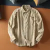 Camisa Retro de Pana a Rayas Japonesas Chaqueta Nueva Primavera y Otoño Estilo Hong Kong Marca de Moda Holgada Casual Camisa Antigua