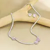 Amor Transfronterizo Circonita Sintética Dos Piezas Dulces Frescas Refinados Elegantes Pendientes Collar e710-x8300