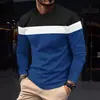 Camiseta de manga larga a rayas para hombre de comercio exterior europeo y americano, nueva para primavera y otoño, con estampado 3D, camiseta básica casual para deportes al aire libre con cuello redondo