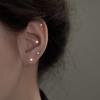 S999 Plata Esterlina Aretes de Uña para el Cartílago para Mujer, Simples, Compactos y Exquisitos, Pequeños Diamantes Coloridos para Orejas Perforadas, Aretes Versátiles y de Alta Gama