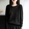 Novedades en prendas de punto para mujer de otoño e invierno: suéter suelto de manga larga para usar como base, con tejido de ochos y cuello redondo, al por mayor