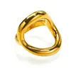 Moda Europeia e Americana Popular Estilo Simples Anel de Aço Titânio com Formato Assimétrico Design de Nicho Anel de Ouro 18K Atacado