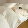 Conjunto de Roupa de Cama de Algodão Jacquard Tridimensional de 60 Fios, Peças Lisas de Algodão 100%, Lençol de Cama e Capa de Edredom, Conjunto de Três Peças de Algodão para Cama de Nantong