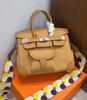 Bolso Platino Diseño Nicho Alta Moda Lona con Bolso de Mano de Piel de Vaca Swift 25cm Bolso de Hombro Cruzado