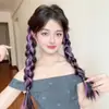 Peruca de Tranças Duplas para Mulheres Destaque Charme Dopamina Tranças Roxas para Aumentar o Volume do Cabelo Artefato Mechas de Cabelo Trançado Tranças Longas