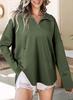 Sudadera con cuello de solapa transfronteriza europea y americana 2026 Otoño e Invierno Unisex Moda Estilo Callejero Holgada con Cremallera y Cuello de Solapa Larga