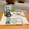 Funda de teléfono con soporte magnético degradado adecuada para iPhone 18 Pro Max, cubierta protectora acrílica transparente para Apple 17
