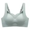 Sujetador sin costuras para mujeres con busto grande, diseñado para minimizar el tamaño, brindar soporte y prevenir la flacidez.. Presenta un diseño sin cables, un efecto de realce y un tejido fino y transpirable, lo que lo hace adecuado para el deporte y el uso diario.
