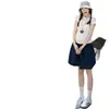 Falda Short de Verano 2026 Nueva para Embarazadas Estilo Coreano Azul Marino, Falda de Paraguas Abullonada, Falda Corta de Capullo de Flor