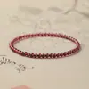 Pulsera de Granate Natural, Completamente Limpia, Grado Coleccionable, Fantasma Rojo, Pulsera Exquisita para Hombres y Mujeres, Joyería Apilable de Círculo Único al por Mayor