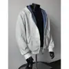 Moletom Cardigan com Capuz Xadrez Reversível da Marca Americana Trendy para Homens no Outono Bonito Solto Casual para Casal Jaqueta com Zíper