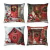 Funda de almohada navideña más vendida transfronteriza con estampado festivo de Papá Noel, funda de almohada para decoración del hogar, venta al por mayor directa del fabricante